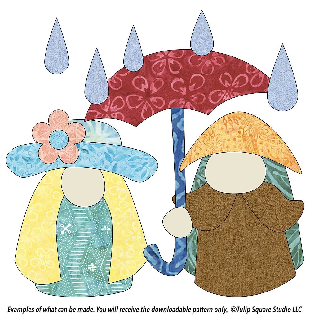 Free Gnome Appliqué Pattern - Spring Rain Gnomes