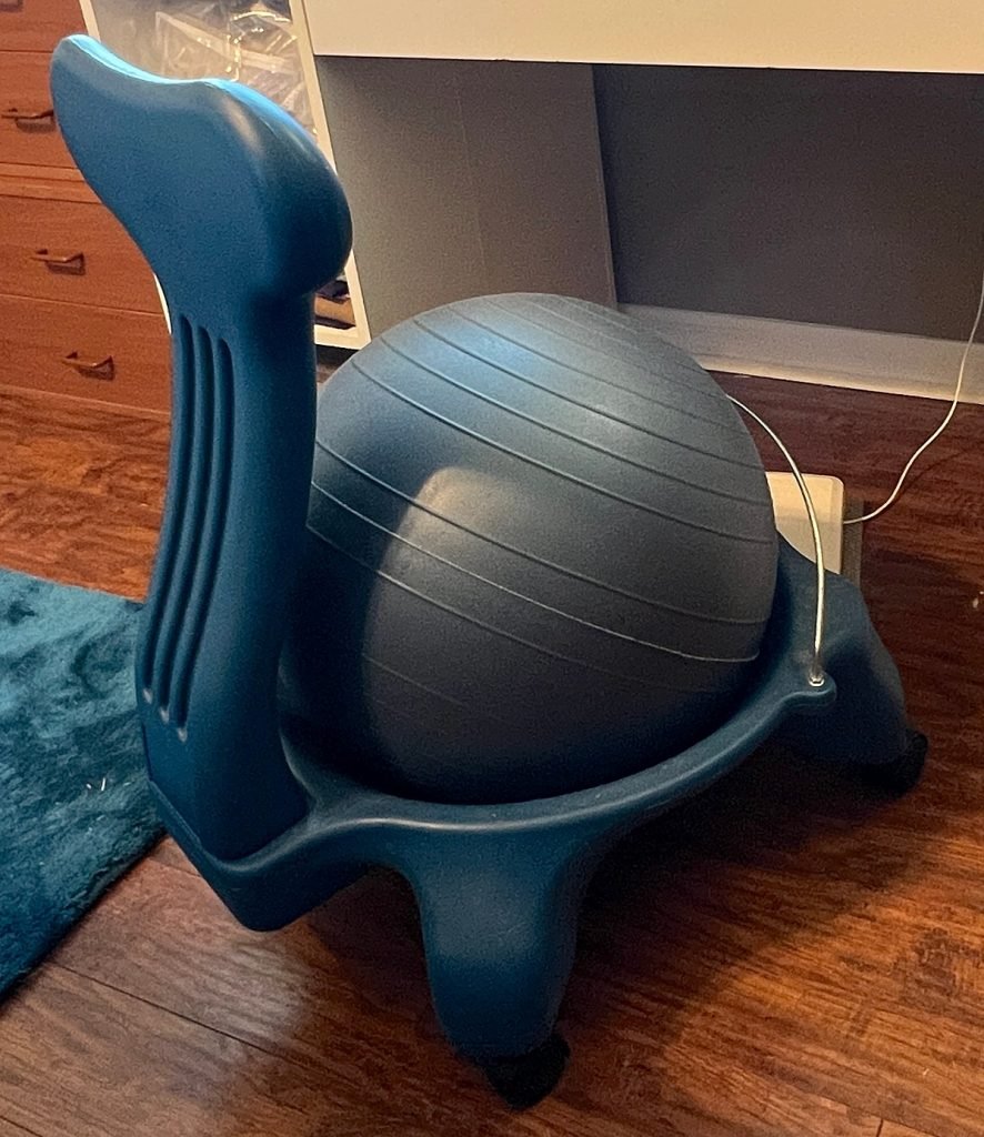 Dark blue balance ball chair