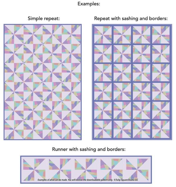 Scrappy Pinwheel Quilt Block Examples