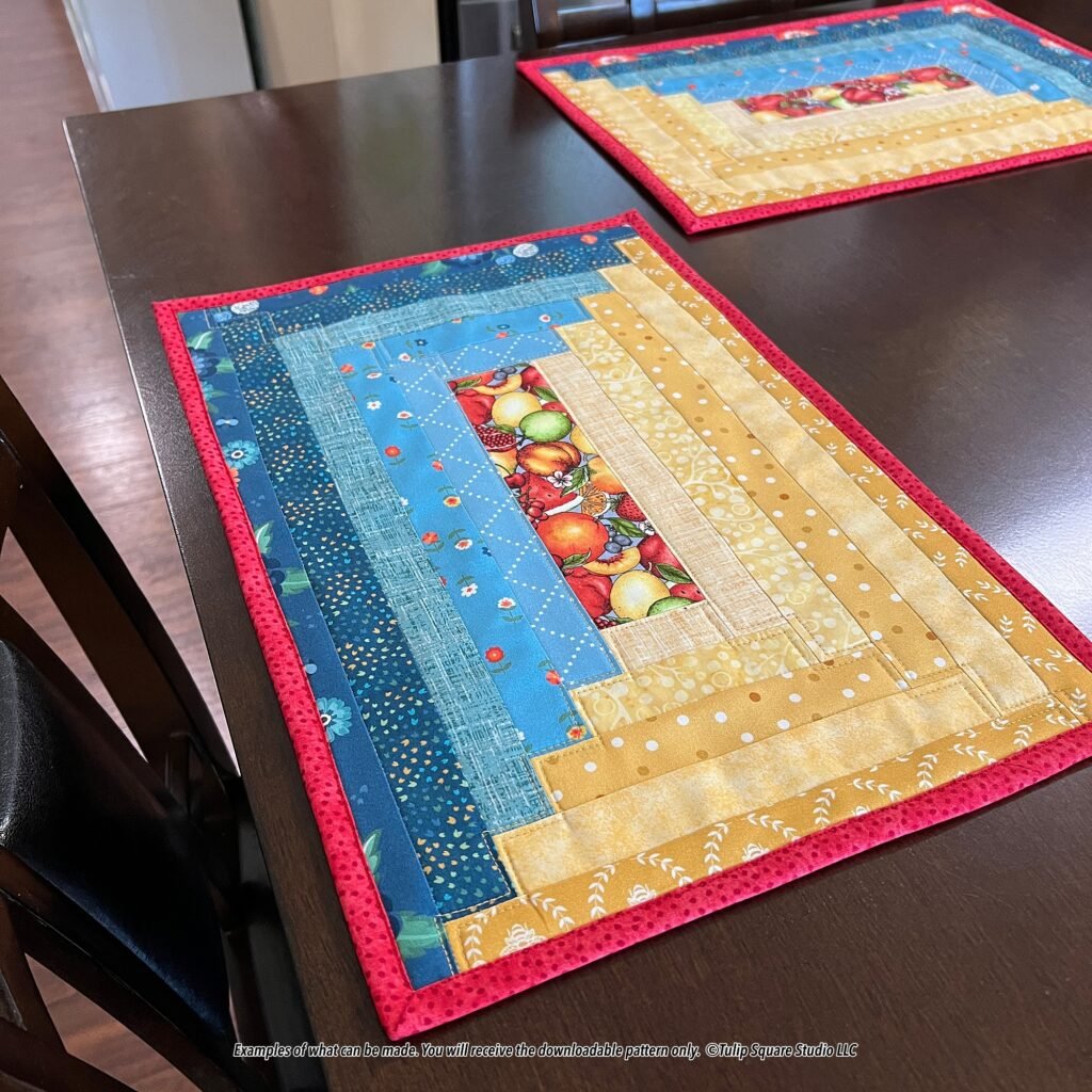 Long Log Cabin Quilted Placemat Pattern #641 - Tulip Square ~ Patterns ...