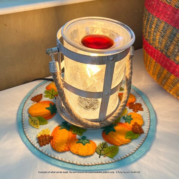 Pumpkin Round Candle Warmer Mat Felt Appliqué Pattern Example