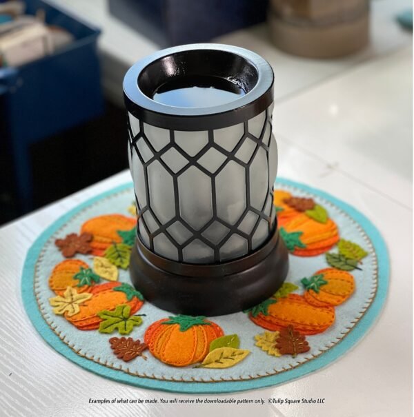 Pumpkin Round Candle Warmer Mat Felt Appliqué Pattern Example