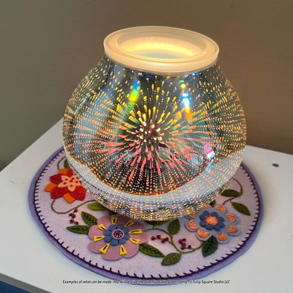 Floral Round Candle Warmer Mat Felt Appliqué Pattern Example