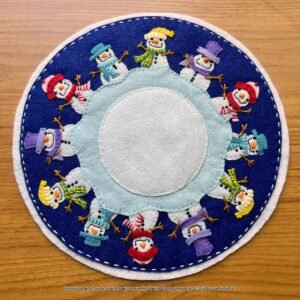 Snowman Round Candle Warmer Mat Felt Appliqué Pattern Example