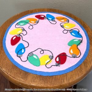 Christmas Lights Round Candle Warmer Mat Felt Appliqué Pattern