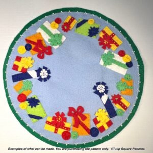 Christmas Gifts Round Candle Warmer Mat Felt Appliqué Pattern