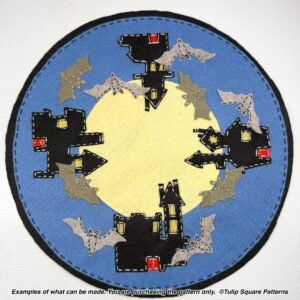 Whimsical Bats Round Candle Warmer Mat Felt Appliqué Pattern
