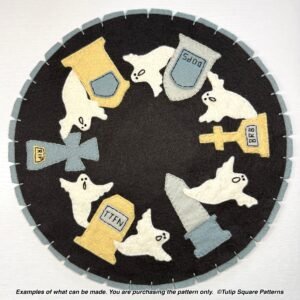 Whimsical Ghosts Round Candle Warmer Mat Felt Appliqué Pattern