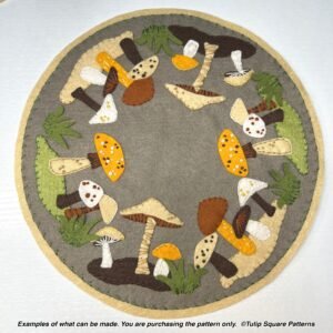 Mushrooms Round Candle Warmer Mat Felt Appliqué Pattern