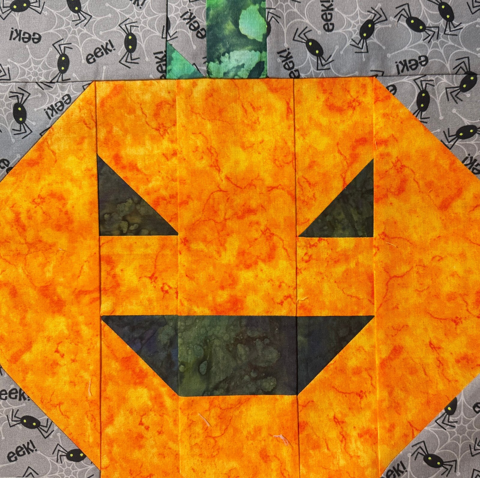 Jack-O-Lantern Halloween Pumpkin Quilt Block
